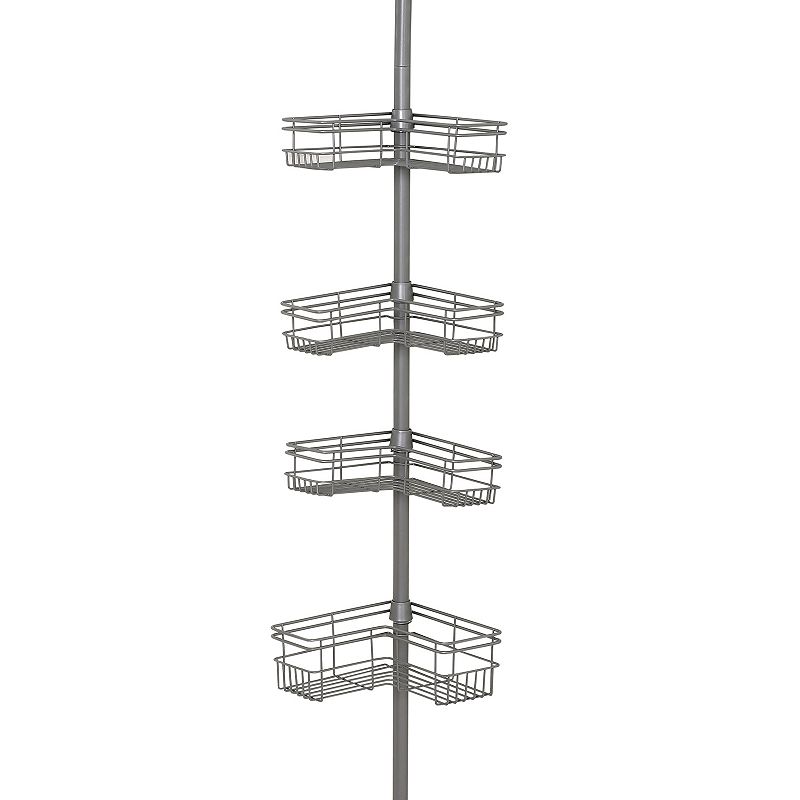 Zenna Home Tension Pole Shower Caddy, Satin Nickel