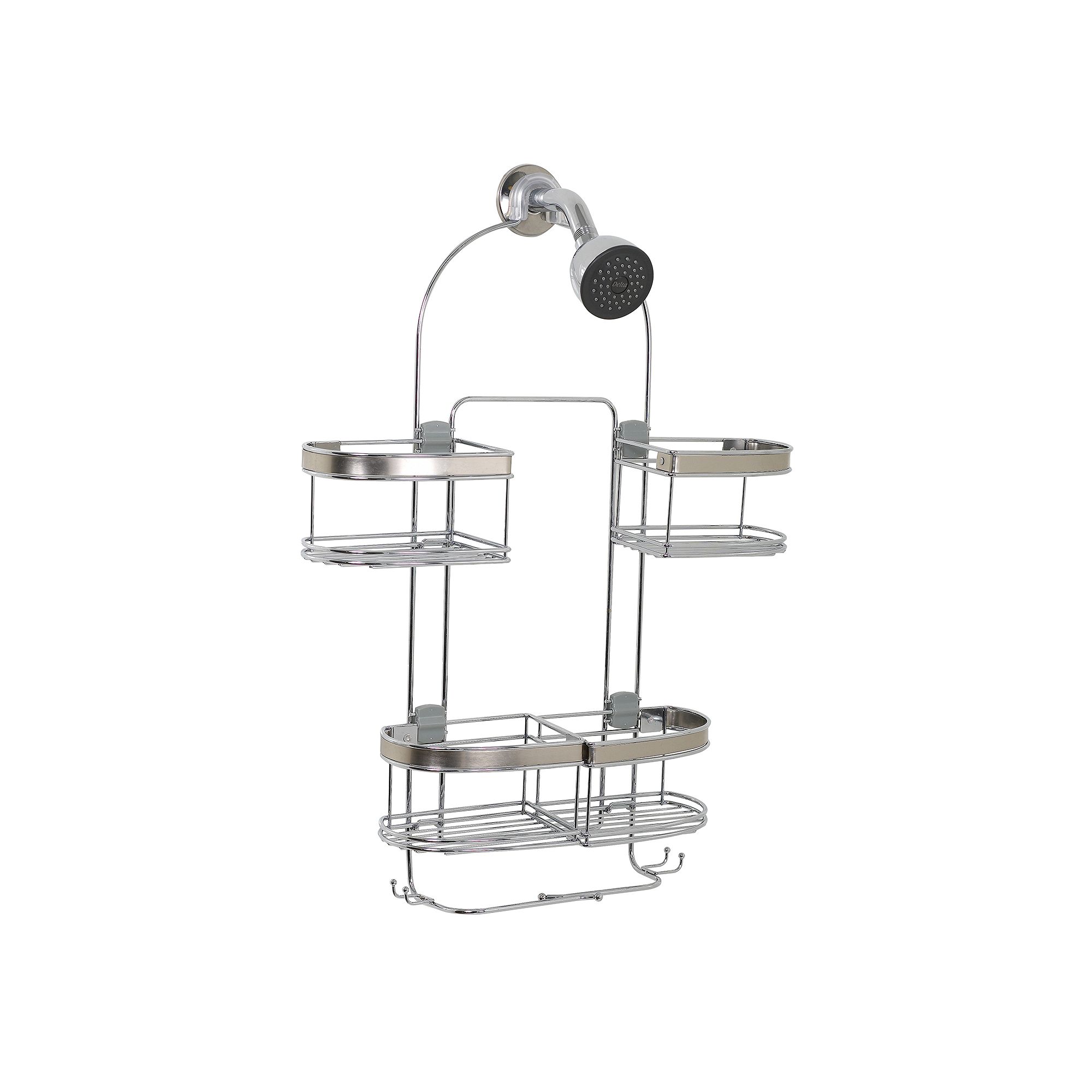 Zenna Home Premium Stainless Steel Finish Expandable Shower Caddy, Silver