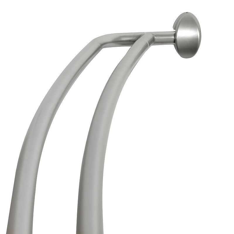 Adjustable Double Curved Shower Rod, Silver, 45-72in