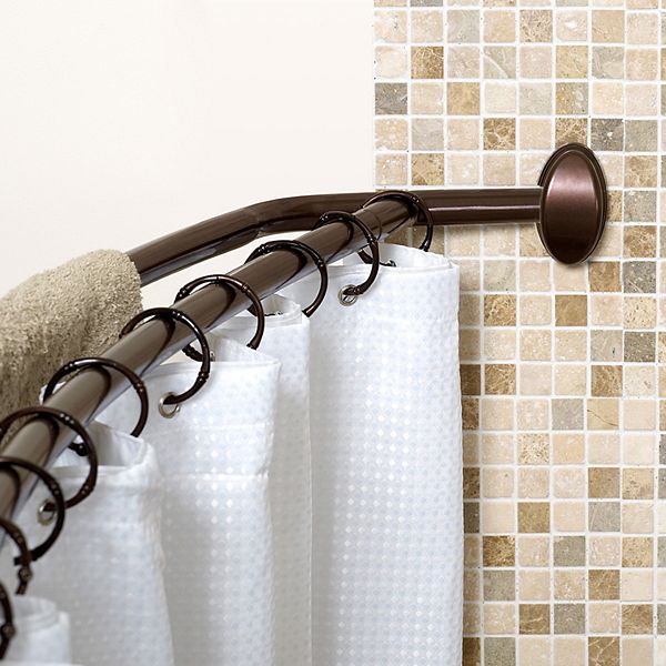 Zenna Home Double Curved Shower Curtain Rod, How To Use A Double Shower Curtain Rod