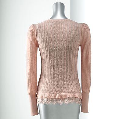 Women's Simply Vera Vera Wang Lace-Trim Cardigan