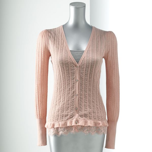 Women's Simply Vera Vera Wang Lace-Trim Cardigan