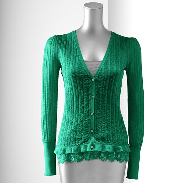 Women's Simply Vera Vera Wang Lace-Trim Cardigan