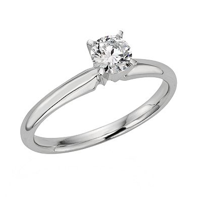 Round-Cut IGL Certified Colorless Diamond Solitaire Engagement Ring in 18k White Gold (1/2 ct T.W.)