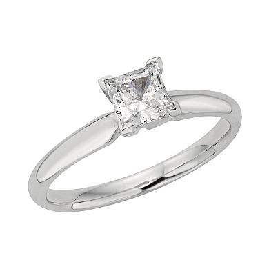 Princess-Cut IGL Certified Diamond Solitaire Engagement Ring in 18k White Gold (3/4 ct. T.W.)