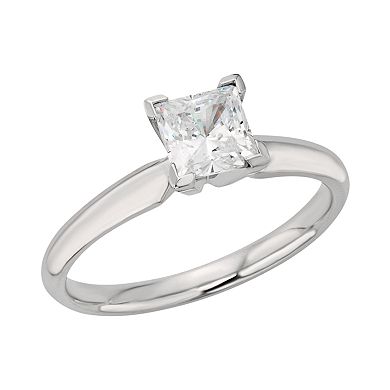 Princess-Cut IGL Certified Colorless Diamond Solitaire Engagement Ring in 18k White Gold (1 ct. T.W.)