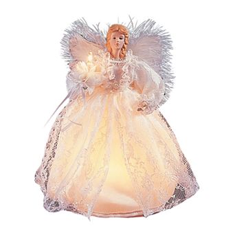 Kurt Adler White Angel Pre-Lit Warm White Bulb Tree Topper