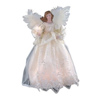 Kurt Adler Ivory Angel Pre-Lit Clear White Bulb Tree Topper