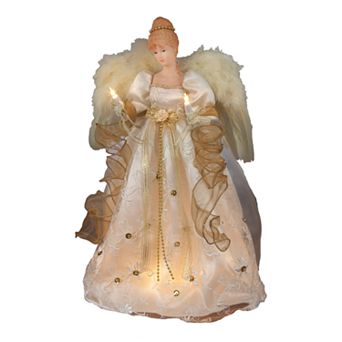 Kurt Adler Ivory Angel Warm White Bulb Pre-Lit Tree Topper