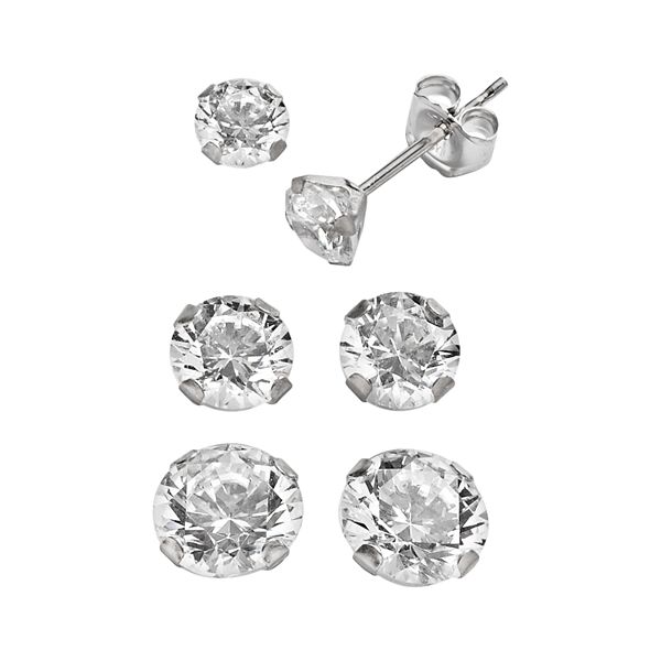 White gold earrings set deals of 3