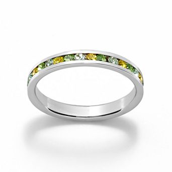 Sterling Silver Multicolored Crystal Eternity Ring