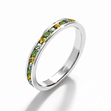 Sterling Silver Multicolored Crystal Eternity Ring