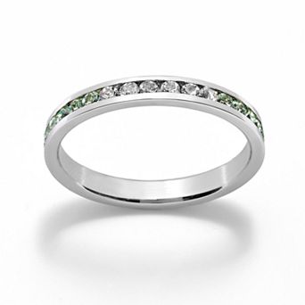 Sterling Silver Green & White Crystal Eternity Ring