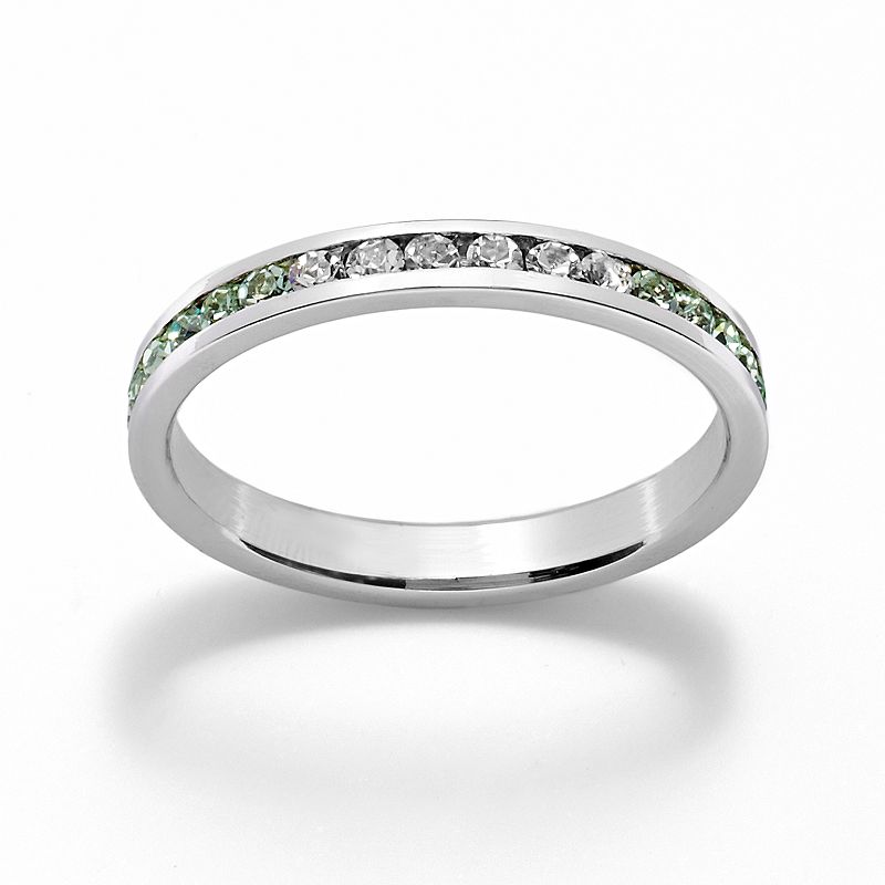 Sterling Silver Green & White Crystal Eternity Ring, Womens, Size: 7, Mult