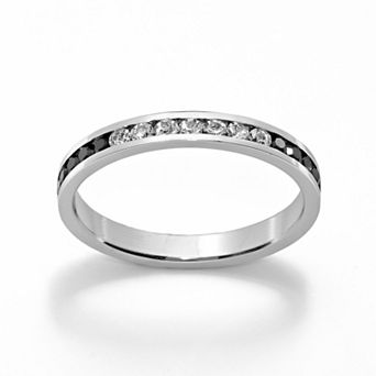 Sterling Silver Black & White Crystal Eternity Ring