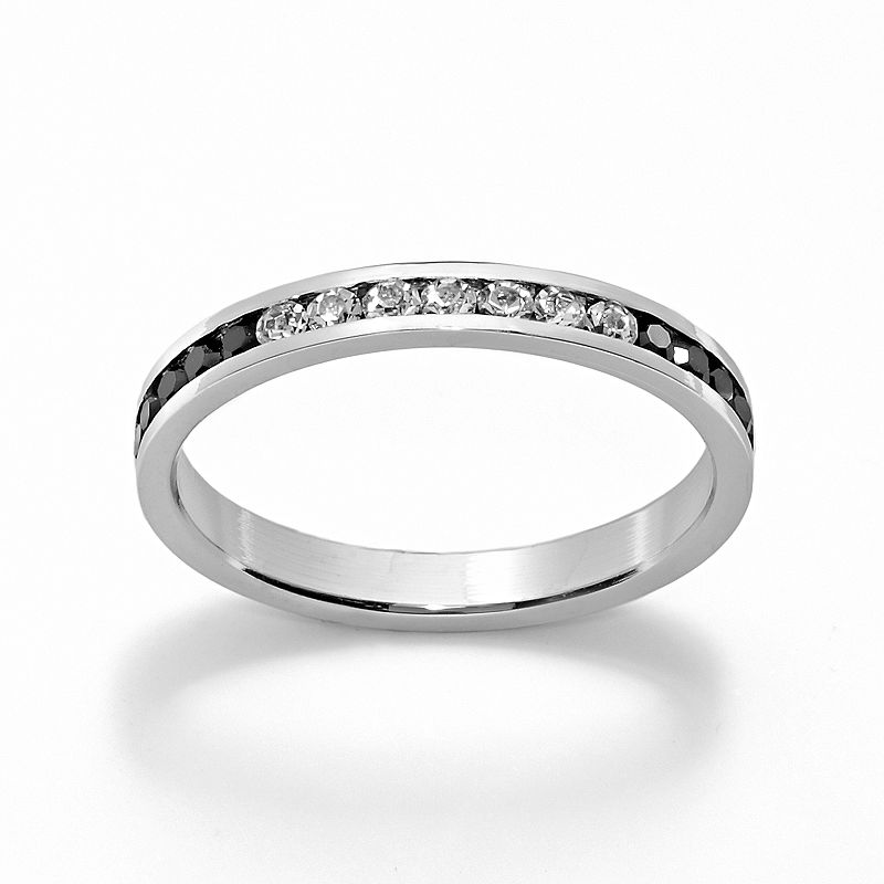 Sterling Silver Black & White Crystal Eternity Ring, Womens, Size: 7, Mult