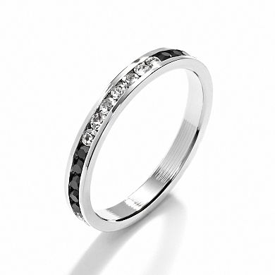 Sterling Silver Black & White Crystal Eternity Ring