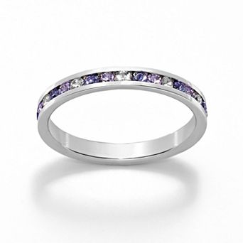 Sterling Silver Purple & White Crystal Eternity Ring