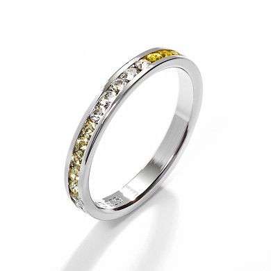 Sterling Silver Multicolored Crystal Eternity Ring