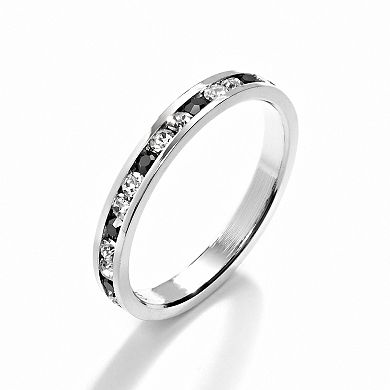 Sterling Silver Black & White Crystal Eternity Ring