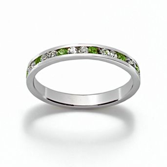 Sterling Silver Green & White Crystal Eternity Ring