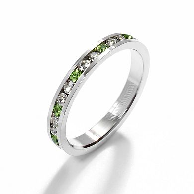 Sterling Silver Yellow & White Crystal Eternity Ring