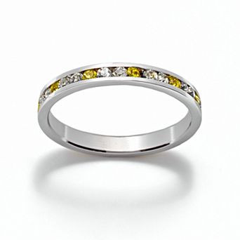 Sterling Silver Yellow & White Crystal Eternity Ring