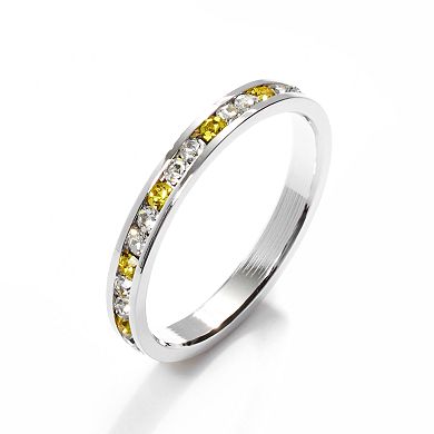 Sterling Silver Yellow & White Crystal Eternity Ring