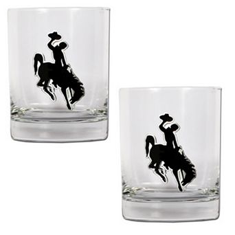 Wyoming Cowboys 2 pc Rocks Glass Set