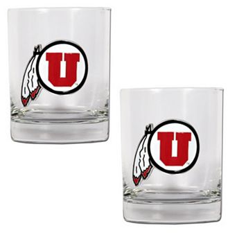 Utah Utes 2 pc Rocks Glass Set