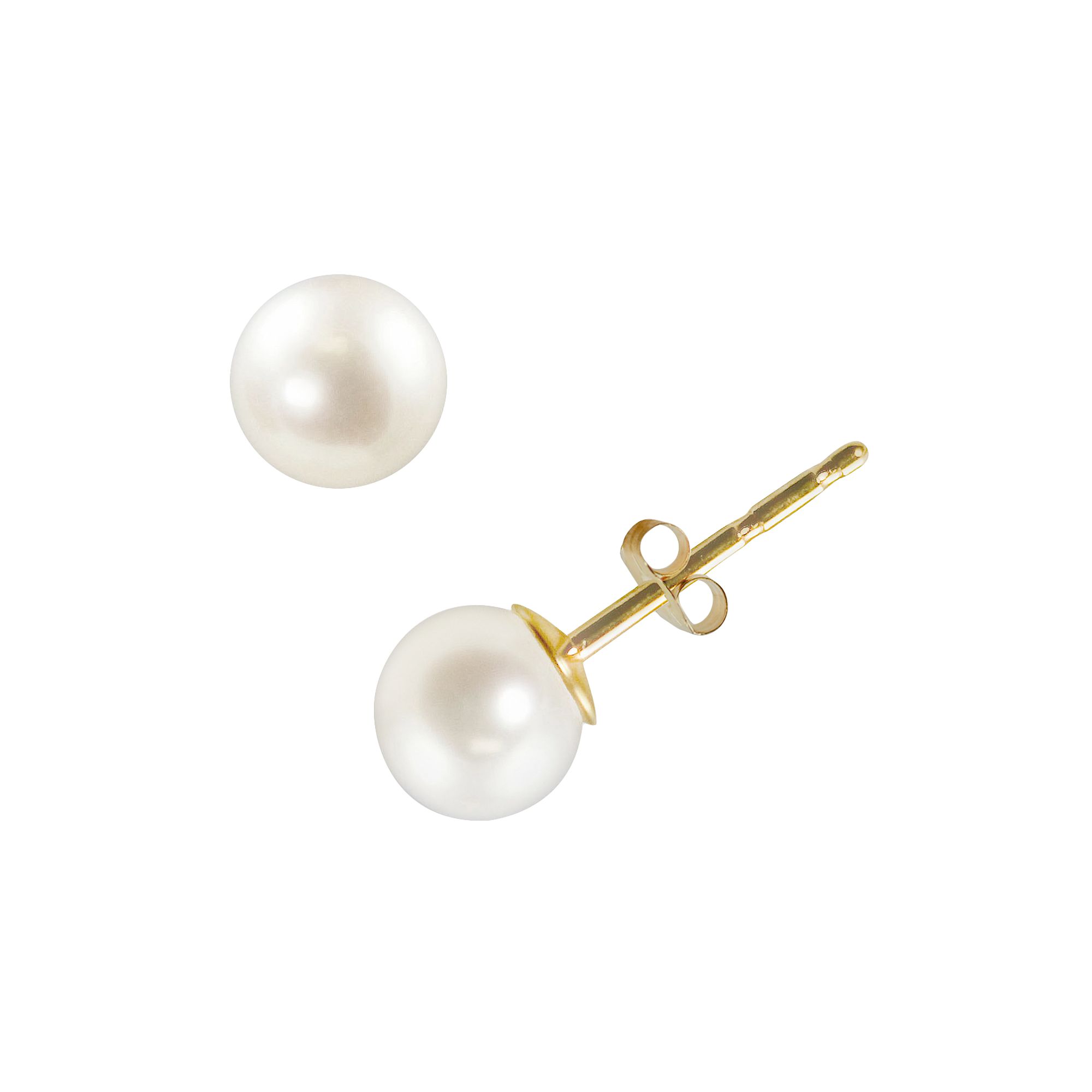 14k Gold Akoya Cultured Pearl Stud Earrings, Womens, White