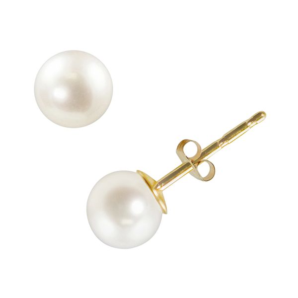 14k Gold Akoya Cultured Pearl Stud Earrings