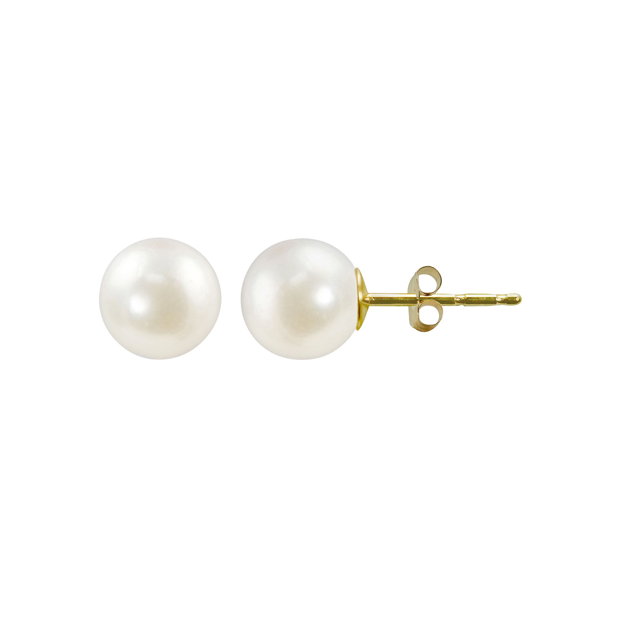 14k Gold Akoya Cultured Pearl Stud Earrings, Womens, White