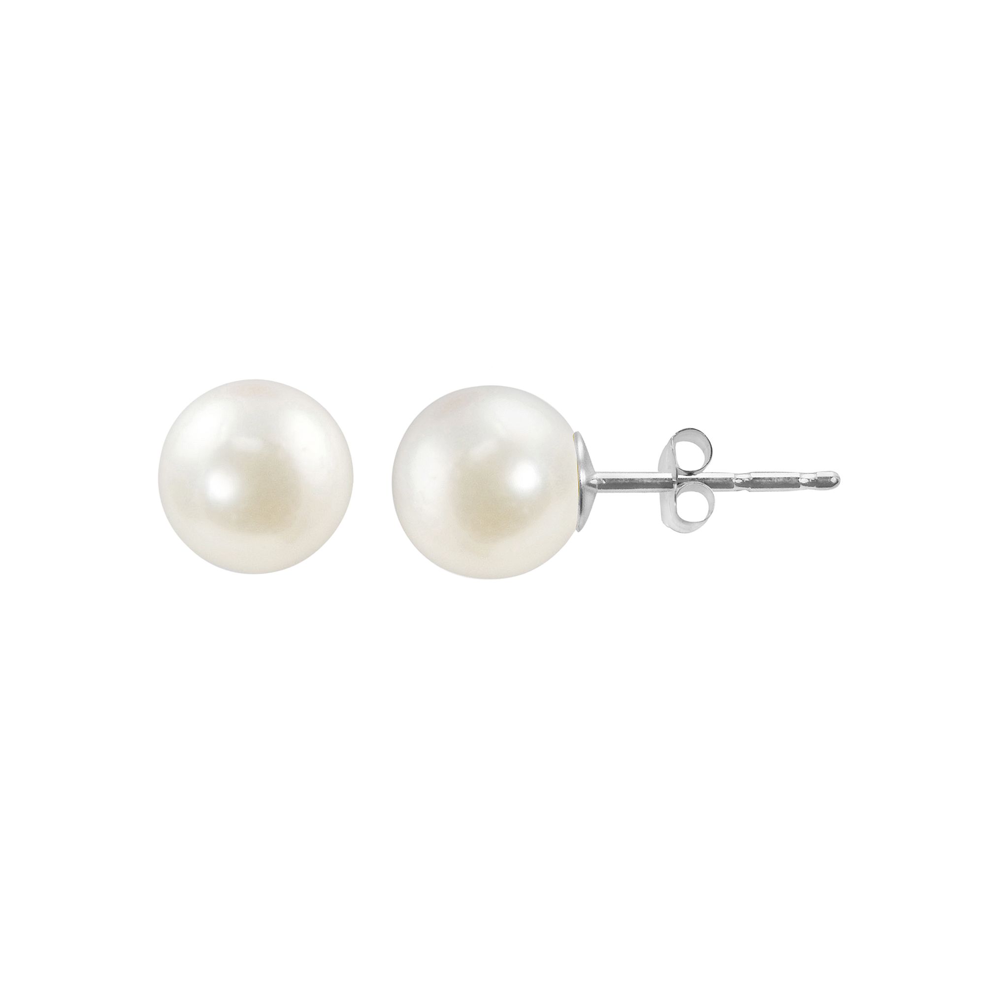 14k White Gold Akoya Cultured Pearl Stud Earrings, Womens