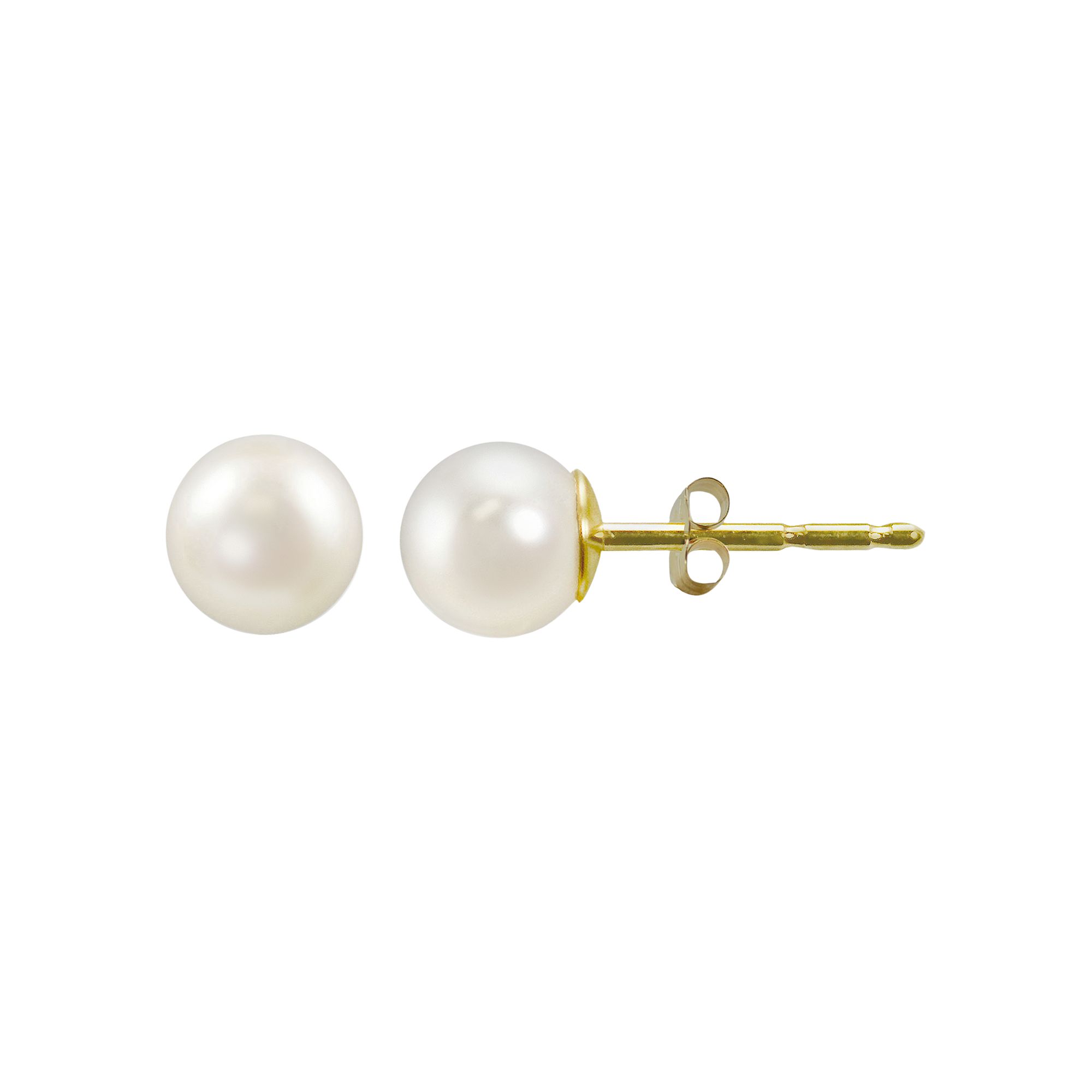 14k Gold Akoya Cultured Pearl Stud Earrings, Womens, White
