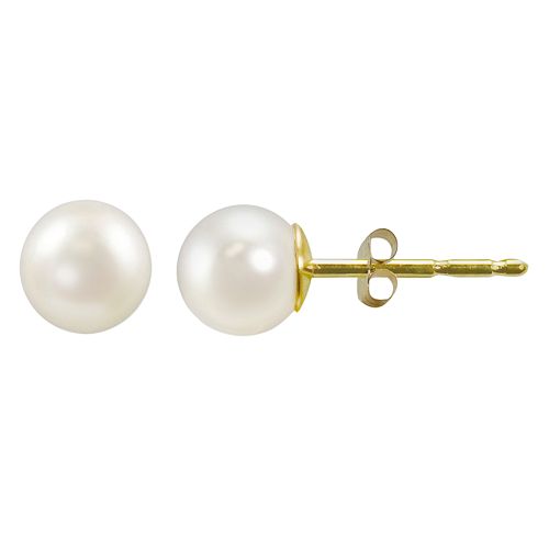 14k Gold Akoya Cultured Pearl Stud Earrings