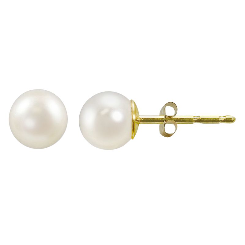 14k Gold Akoya Cultured Pearl Stud Earrings, Womens, White