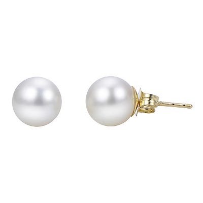 14k Gold Akoya Cultured Pearl Stud Earrings