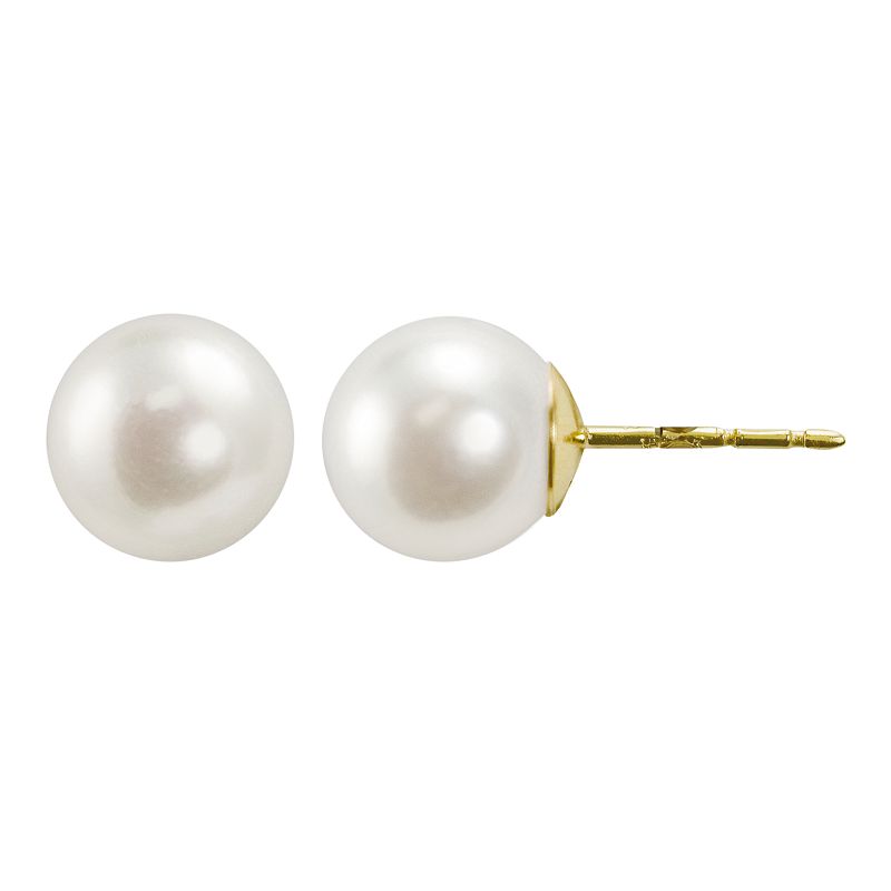 14k Gold Akoya Cultured Pearl Stud Earrings, Womens, White