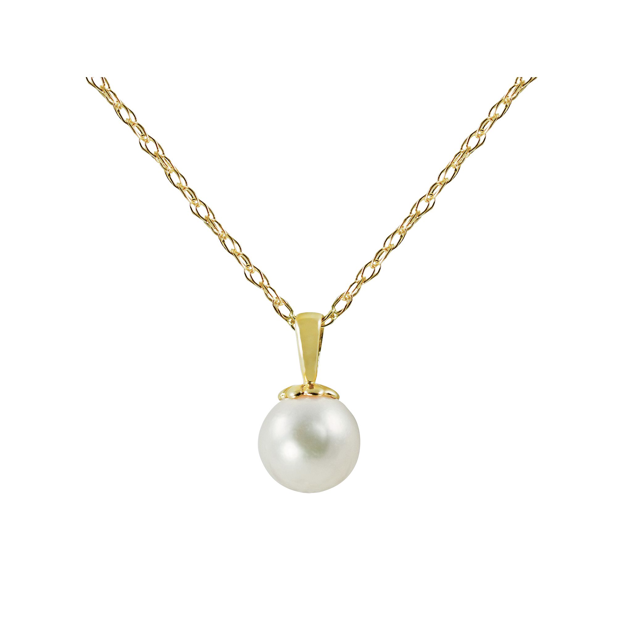 14k Gold Akoya Cultured Pearl Solitaire Pendant Necklace, Womens, Size: 1