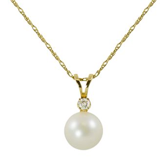 PearLustre by Imperial 14k Gold Akoya Cultured Pearl and Diamond Accent Pendant