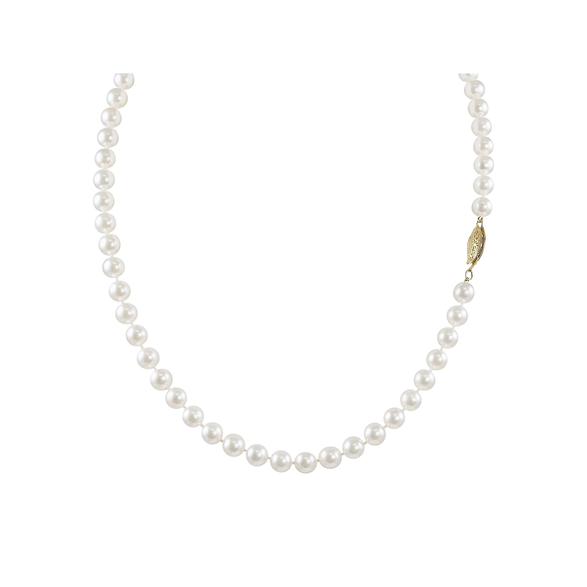 14k Gold Akoya Cultured Pearl Necklace, Womens, Size: 18, White