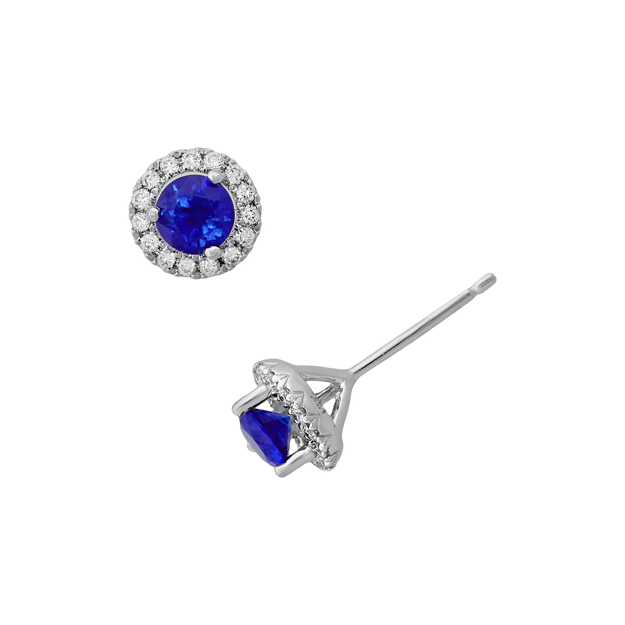 Gemminded Sterling Silver Sapphire and .15-ct. T.W. Diamond Frame Stud Earr