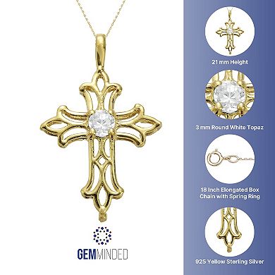 Gemminded 10k Gold White Topaz Filigree Cross Pendant