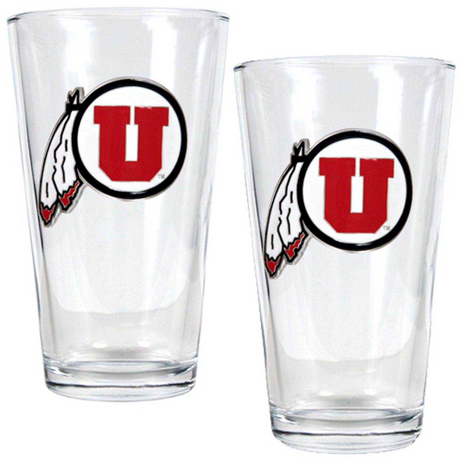 Utah Utes 16oz Pint Glass W/Etched Logo | Sports Fans Merchandise - View #11