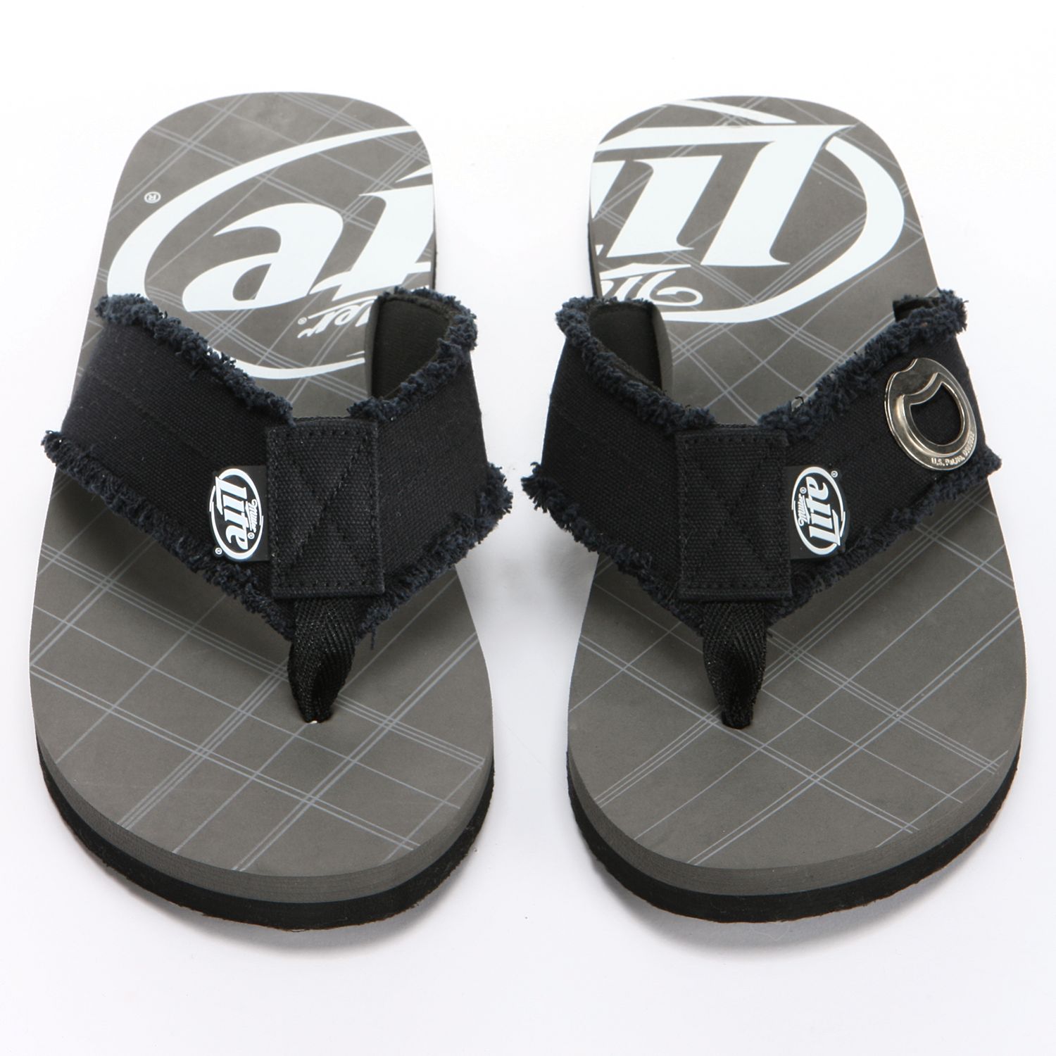 miller lite flip flops with bottle opener