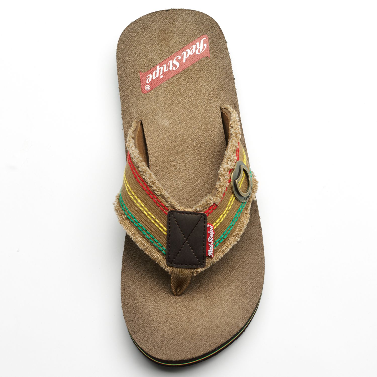 red stripe flip flops