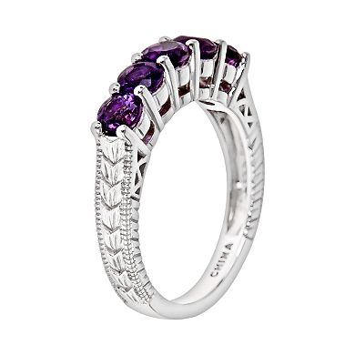 Celebration Gems Sterling Silver Amethyst Five-Stone Ring