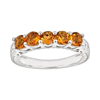 Celebration Gems Sterling Silver Citrine Five-Stone Ring