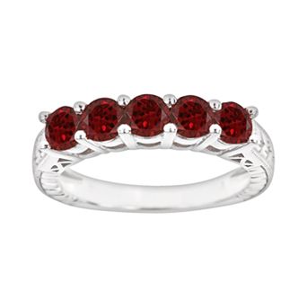 Celebration Gems Sterling Silver Garnet Five-Stone Ring